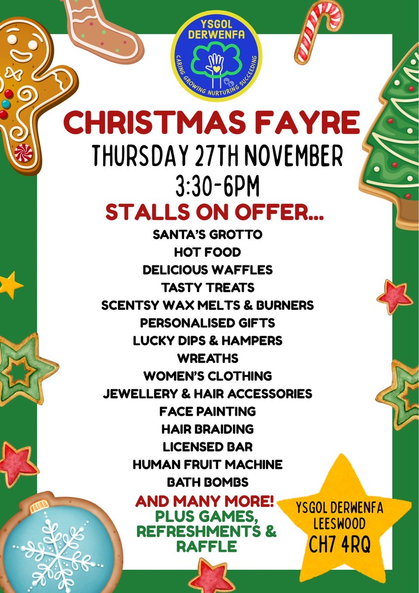 🎄🎅🏻JOIN US FOR OUR CHRISTMAS FAYRE TOMORROW! 🎄🎅🏻

Here’s a list of some of the amazing stalls we have to offer!

🚪 Doors will open at 3:30pm.