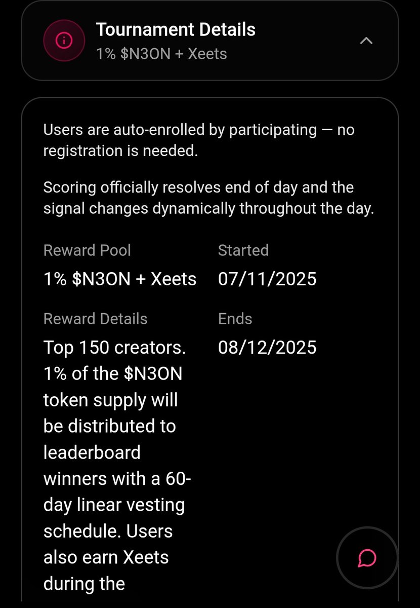 agbowo_chi7938's tweet image. Little research done:

@thrustdotcom actually rewards the yappers 😂

1% of $N3ON = 10M tokens from a 1B supply, and only the top 150 qualify  meaning effort matters.

With a 60-day linear vesting, rewards unlock gradually, keeping things fair and sustainable.

Stay consistent.
