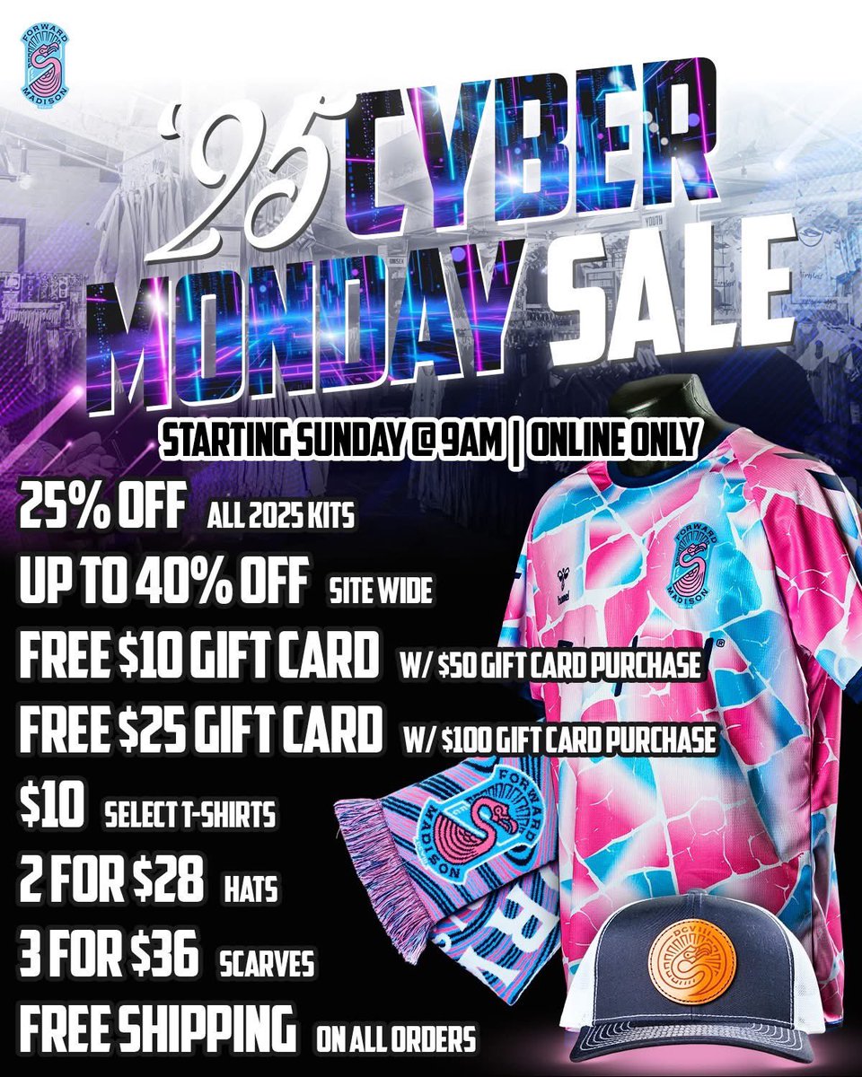 ForwrdMadisonFC's tweet image. A Sneak Peek At Our Black Friday And Cyber Monday Deals And Take Advantage Of This Opportunity To Get Your @ForwrdMadisonFC Gear