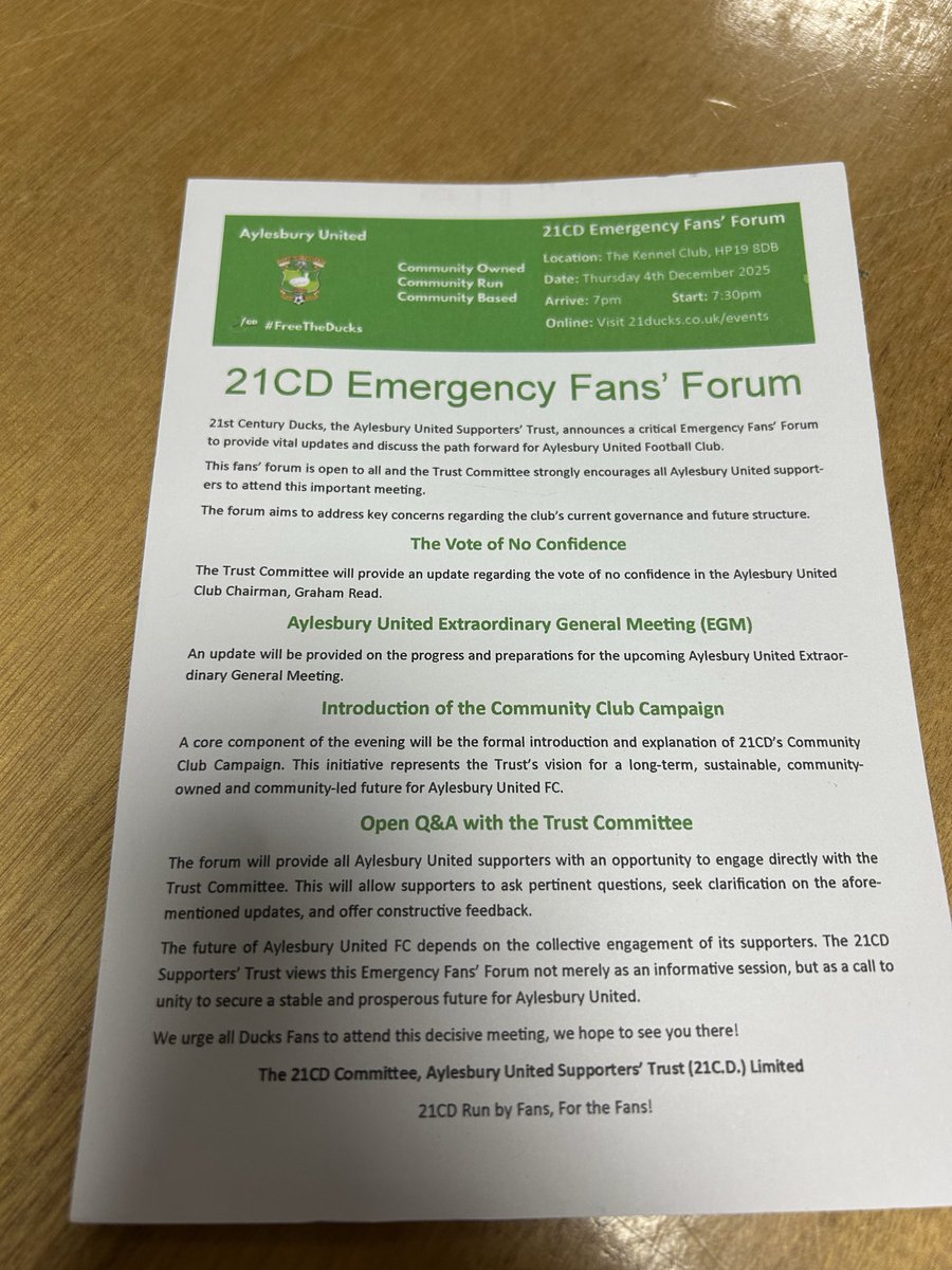 Printed flyers also at the turnstile for our upcoming Emergency Fan’s Forum. Spread the word 🗣️🟢🦆