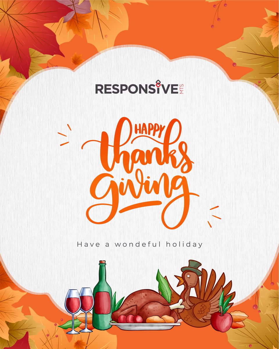 Responsivemts's tweet photo. On this #Thanksgiving, we extend our heartfelt gratitude to our valued clients, partners, and team members. Wishing you a season filled with joy, meaningful connections, and new opportunities. Happy Thanksgiving from all of us!

#Gratitude #Thankful #Teamwork https://t.co/YAtlc2WMLR