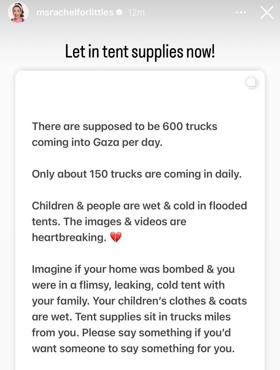 AssalRad's tweet image. Ms Rachel: Let in tent supplies now!

Israel is still blocking aid to Gaza, where is the outrage and media coverage?