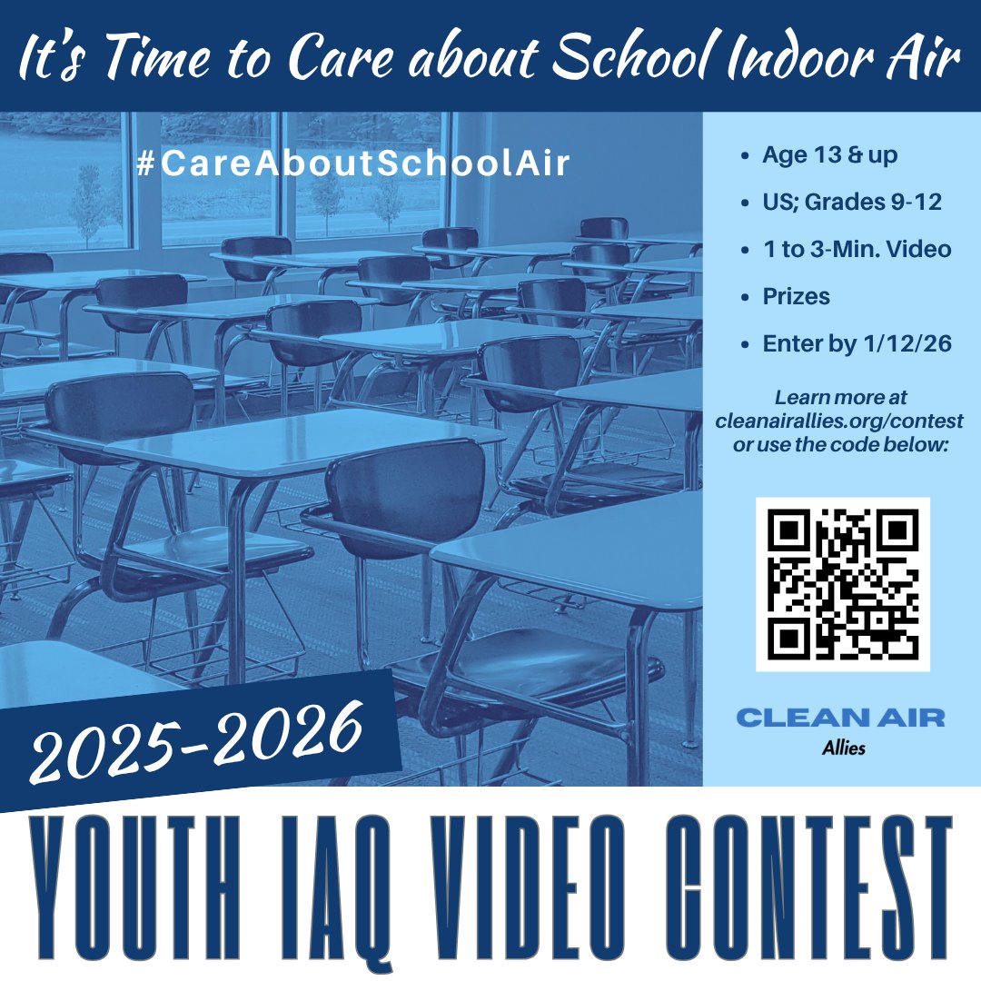 Know any high school students looking for something to do over the long holiday weekend?

Tell them about the Clean Air Allies Youth IAQ Video Contest, It's Time to Care about School Indoor Air!

It's a chance to be creative, raise awareness, and win prizes!!!