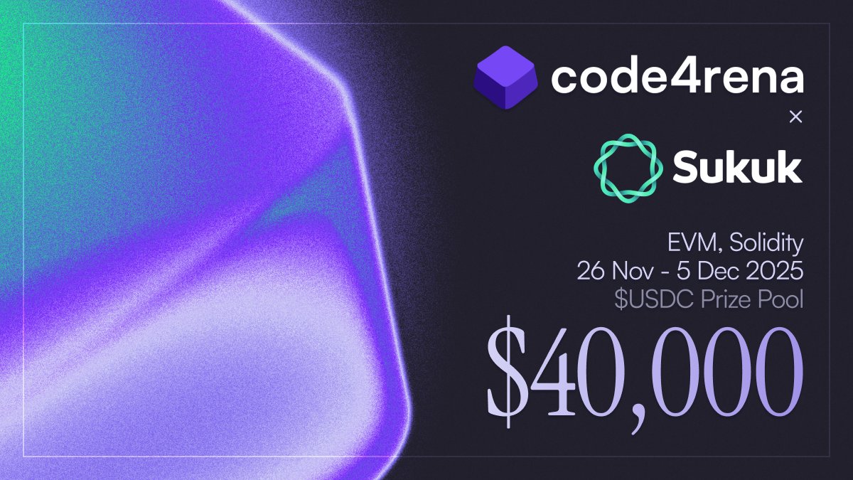 code4rena's tweet image. The Sukuk Audit Competition STARTS NOW!

Let’s welcome @sukukfi, the on-chain marketplace connecting DeFi directly with profitable real-world businesses.

This $40,000 audit competition will run for 9 days, so make sure to check out the audit docs below for more details! ⤵️