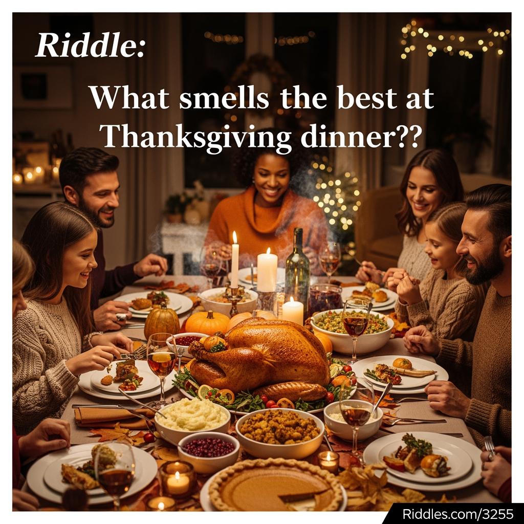 best_riddles's tweet image. Riddle: What smells the best at Thanksgiving dinner?

#Thanksgiving
#thanksgivingriddles
#riddlesforkids