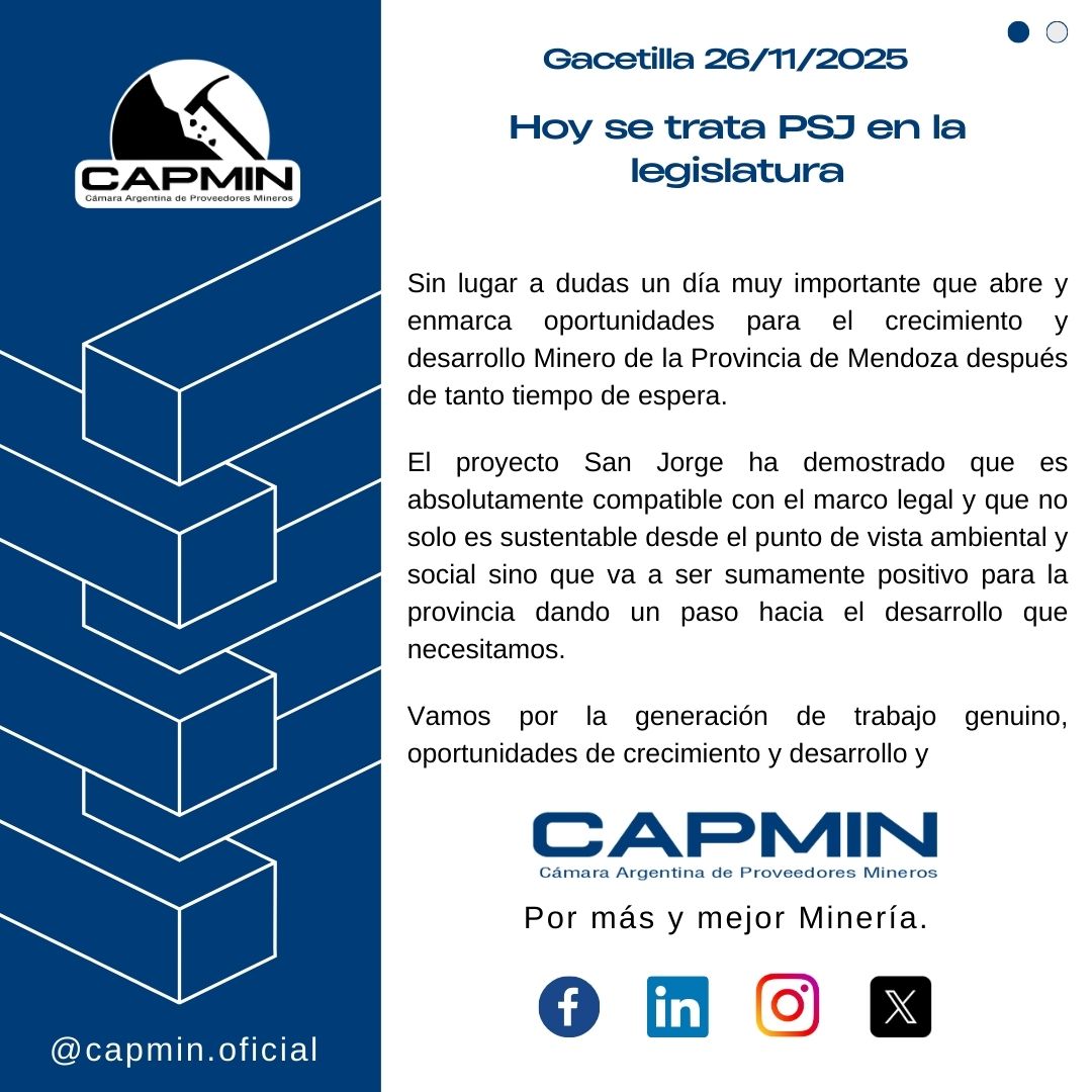 ¡Día clave para #Mendoza! 🇦🇷 El proyecto San Jorge es compatible con la ley y sustentable (ambiental/social).
💎 Abre oportunidades de crecimiento, desarrollo y trabajo genuino tras larga espera.
¡Por Más y Mejor Minería!
#Minería #Desarrollo