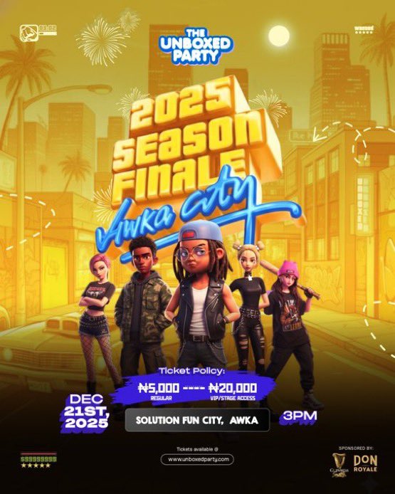 Cynthianecherem's tweet image. Everyone is coming to Anambra. The question is: where will you be when history happens?
The UNBOXED PARTY 2025 Season Finale is set to shake Awka on December 21st. A gathering of energy, artistry, and pure madness.
3PM at Solution Fun City, Awka
Be part of the moment 🎊🎉🎊