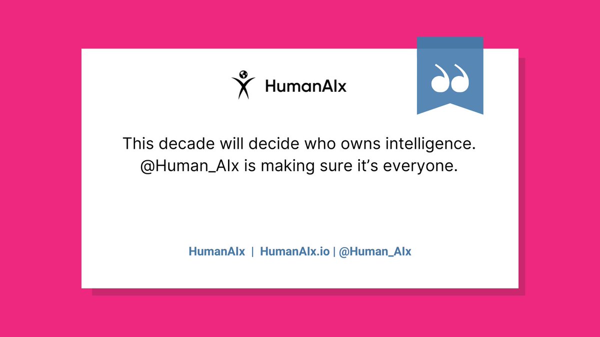 Human_AIx's tweet image. This decade will decide who owns intelligence. @Human_AIx is making sure it’s everyone. #cryptotwitter #decentralizedAI #deAI #web3 #community #humanfirst