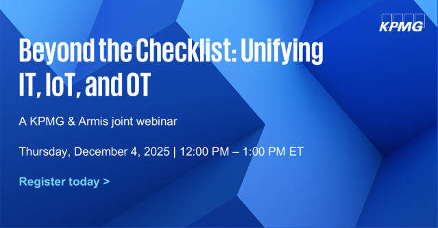 The rise of connected devices presents both opportunities and challenges for organizations aiming to protect their critical assets. KPMG, along with Armis, invites you to a fireside chat regarding the intricacies of cybersecurity in IT and IoT. bit.ly/4oo86Rk