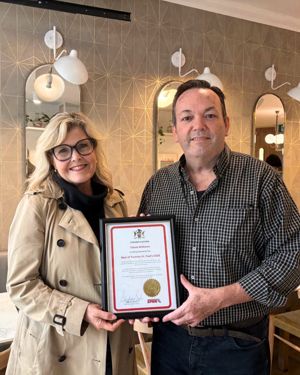 A huge honour for Tabulé! 💚

We’re proud to be named one of the “Best of Toronto–St. Paul’s,” recognized for the flavour, tradition, and heart we bring to our community 

Thank you, Midtown. This award is yours as much as it is ours.