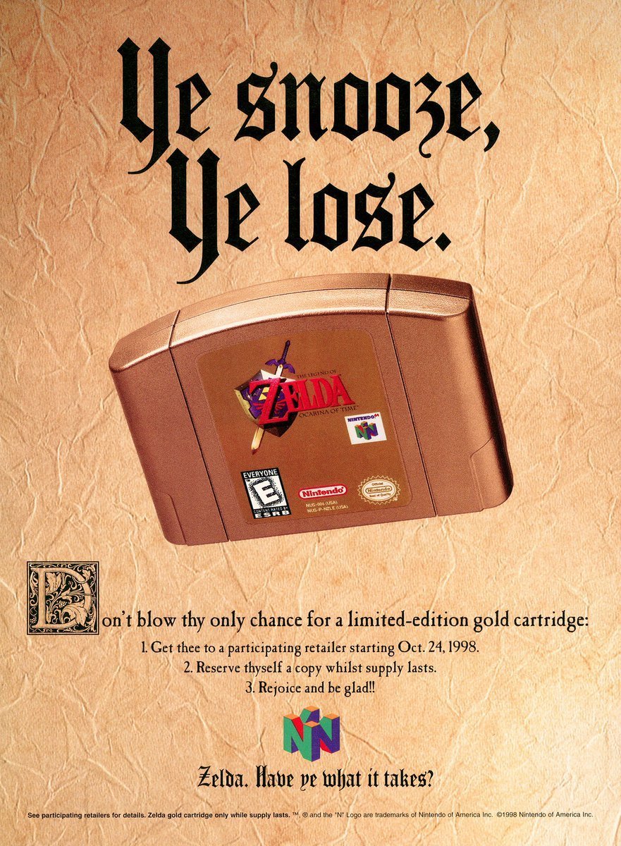 VideoGameHstry's tweet image. The Legend of Zelda: Ocarina of Time ad (1998)
