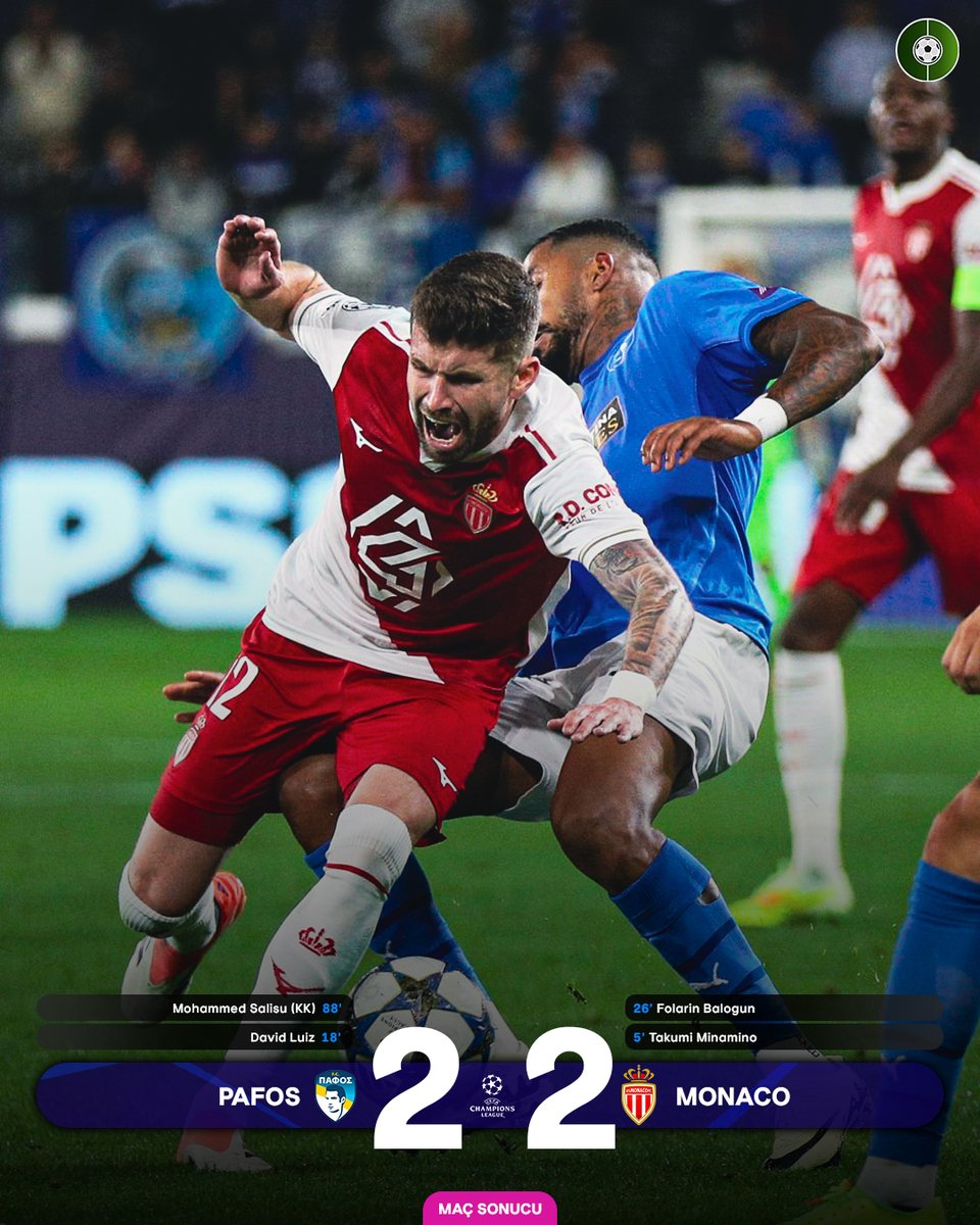 futbolarena's tweet image. Pafos 2-2 Monaco (Maç Sonucu)
