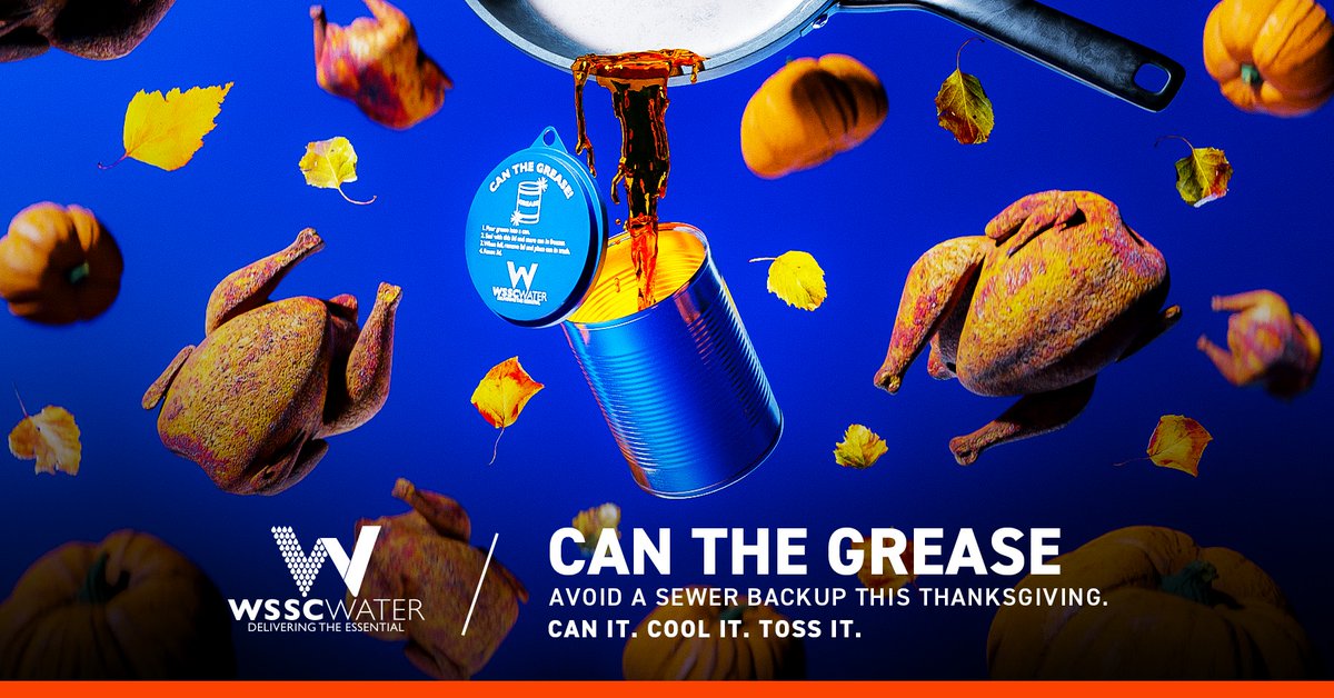 WSSCWaterNews's tweet image. Don&apos;t Turn Your Black Friday into a 💩 Brown One! 

Avoid Costly, Messy Sewer Backups: CAN THE GREASE

Never Pour Grease Down the Drain: Can It, Cool It, Toss It

wsscwater.com/news/2025/nove…