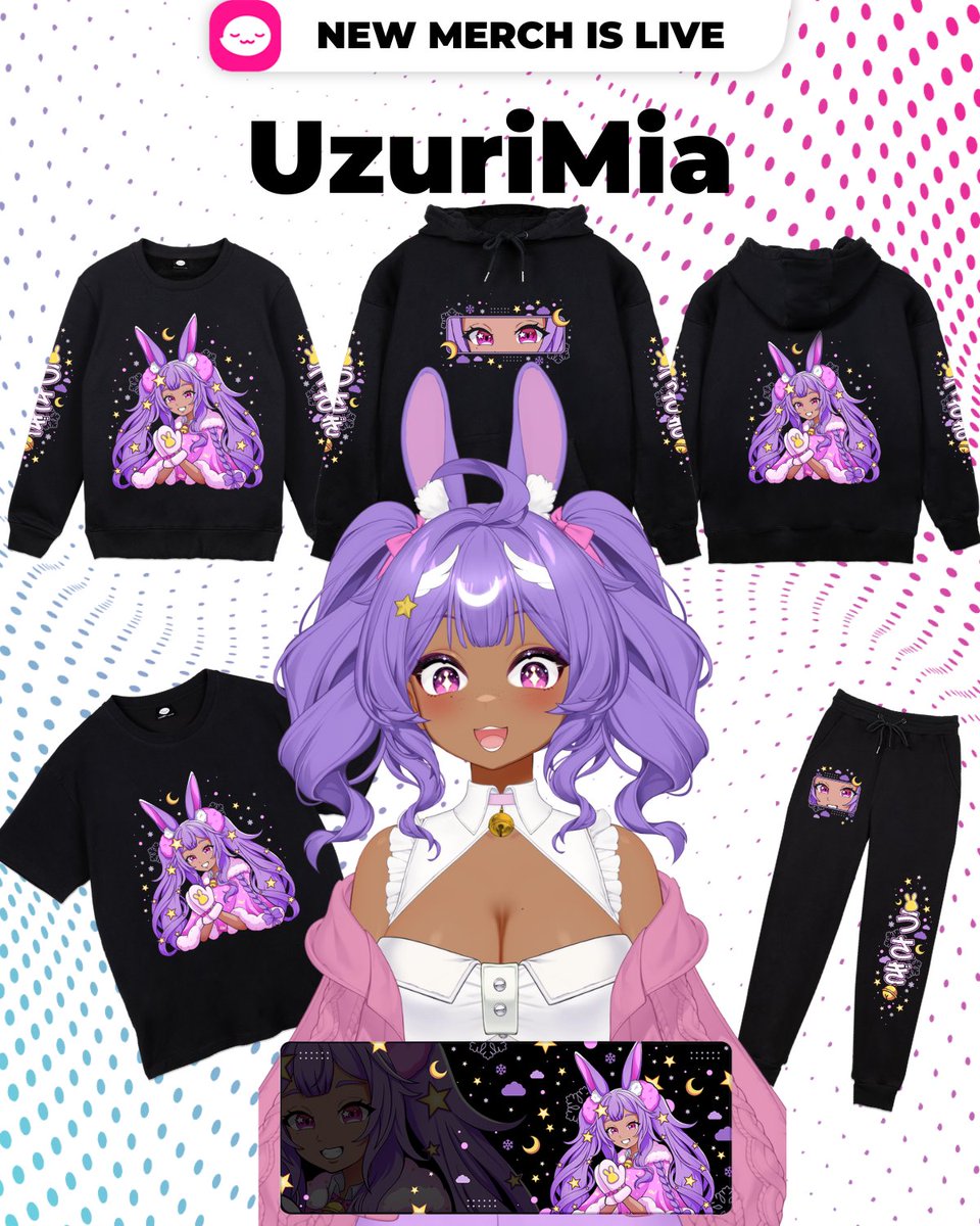 UzuriMia's tweet image. 🌙NEW MERCH DROP!🌙

Thanks to @shopuwumarket  we have a new collection with the cutest design! 

❄️WINTER BUNNY❄️

 all new Hoodies, Crewneck, t-shirts, pants and deskmat!

Get yours now!
