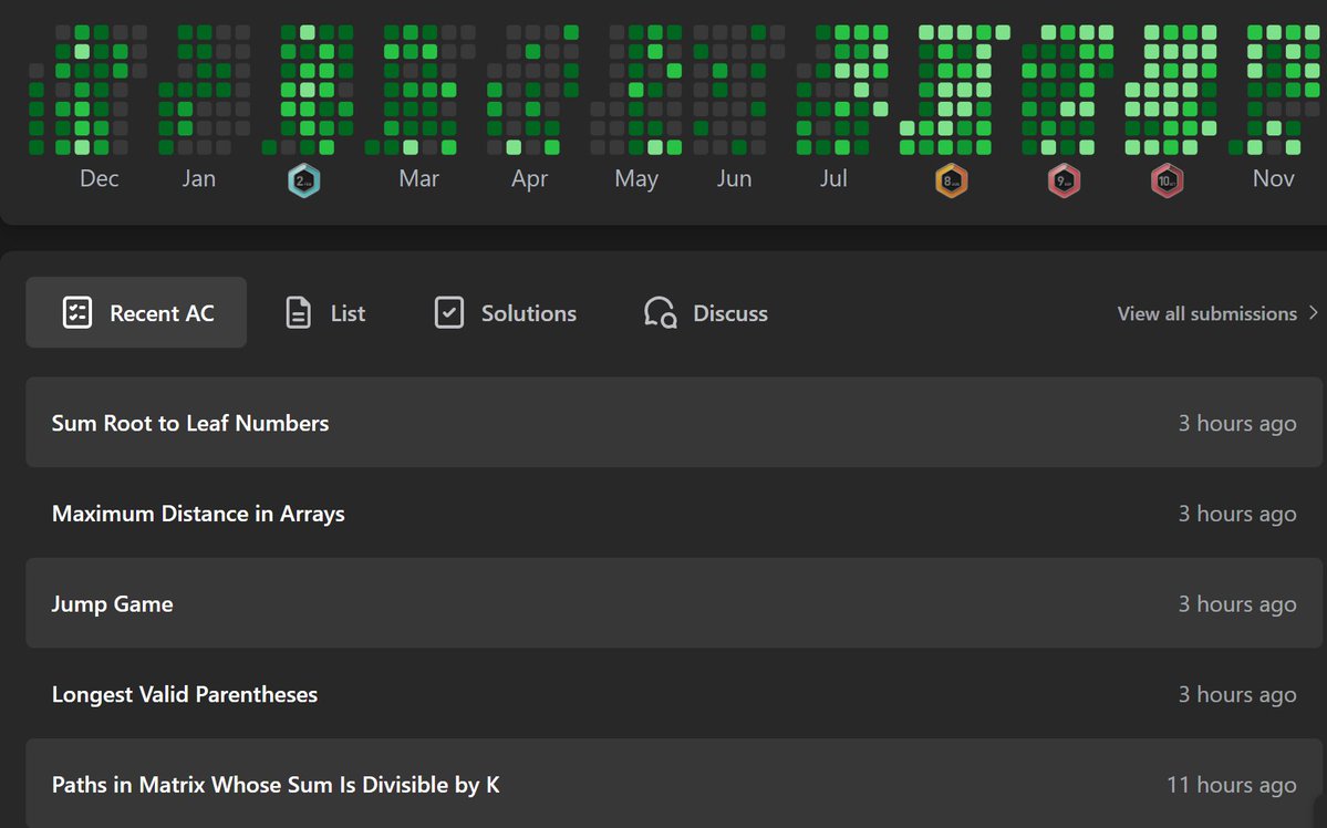 SwaDotDev's tweet image. Day [76/ 100] of #100daysofcode

- Solved POTD (very ez)
- Solved 4 LC problems (random greedy + dp)
- Gave Codechef contest div 2 (got cooked)
- Solved only A and B
- Revised some previous backend stuff
- one small basic mini project 

#LeetCode #codechef #contest