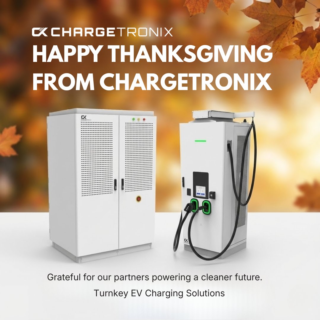 Grateful for our clients, partners, and team powering cleaner transport.

ChargeTronix is proud to deliver turnkey EV charging nationwide.

Happy Thanksgiving from our team to yours. 🦃

#Thanksgiving #EVCharging #CleanTech