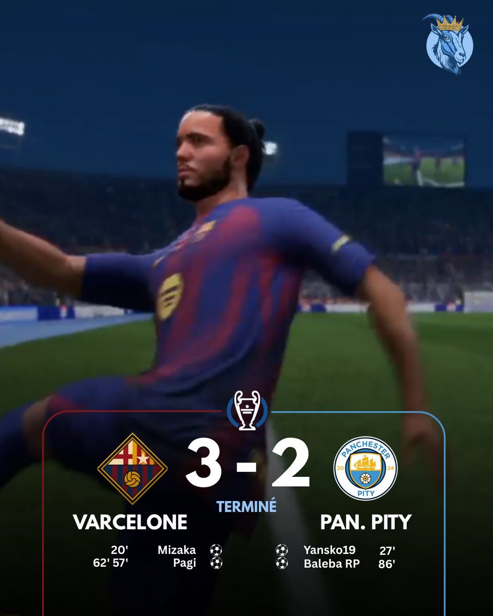 𝗟𝗘 𝗩𝗔𝗥𝗖𝗔 𝗦'𝗜𝗠𝗣𝗢𝗦𝗘 𝗙𝗔𝗖𝗘 𝗔 𝗣𝗜𝗧𝗬 𝗘𝗧 𝗔𝗦𝗦𝗨𝗥𝗘 𝗣𝗥𝗘𝗦𝗤𝗨𝗘 𝗦𝗔 𝗤𝗨𝗔𝗟𝗜𝗙𝗜𝗖𝗔𝗧𝗜𝗢𝗡 𝗣𝗢𝗨𝗥 𝗟𝗔 𝗣𝗛𝗔𝗦𝗘 𝗙𝗜𝗡𝗔𝗟𝗘 𝗗𝗘 𝗙𝗖𝗟 ! 🇪🇸💫

Gros matchs des deux côtés, Pagi, double buteur, est finalement élu homme du match. 🏆👏

🇪🇸 Varcelone 3