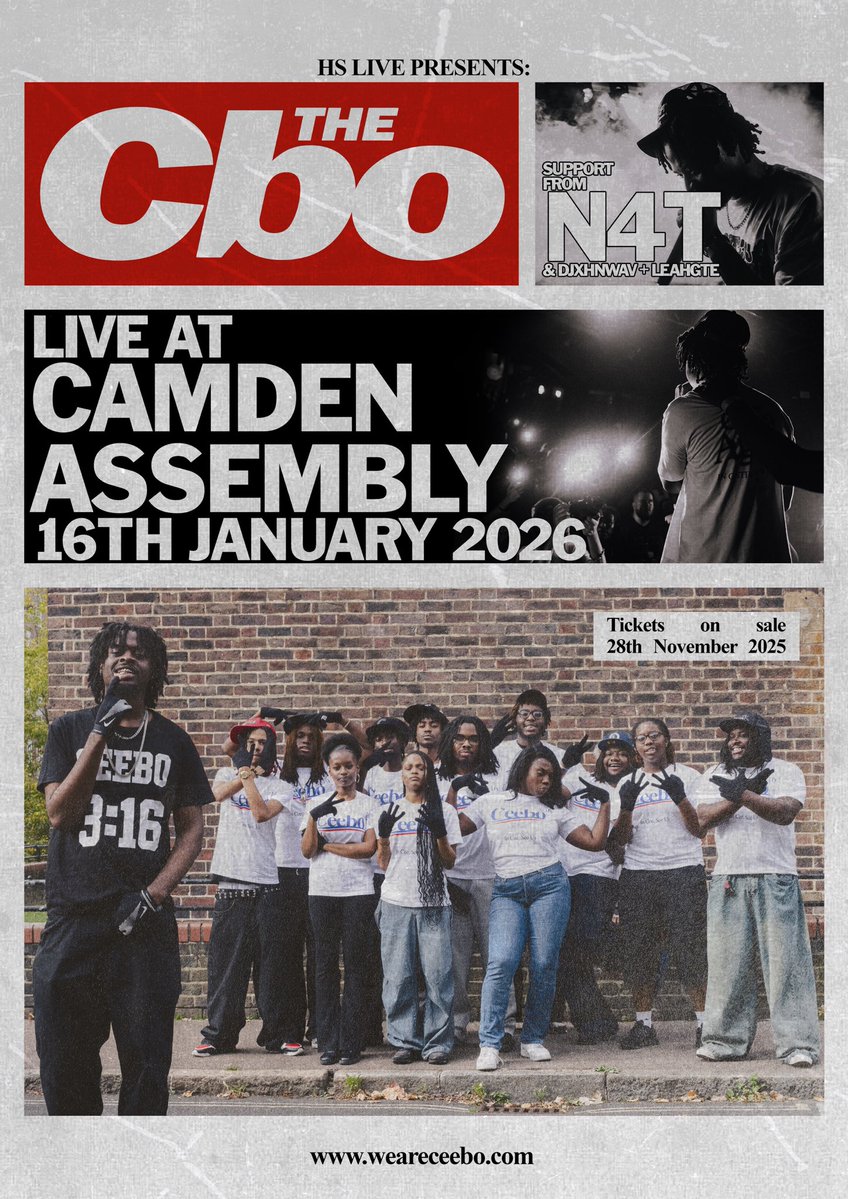 CeeboSWeezy's tweet image. MY 1ST OFFICIAL HEADLINE SHOW . 
LIVE @ CAMDEN ASSEMBLY ON JANUARY 16TH .
EARLY ACCESS SIGNUP AVAILABLE NOW @ WEARECEEBO.COM .
TICKETS GO LIVE THIS FRIDAY .