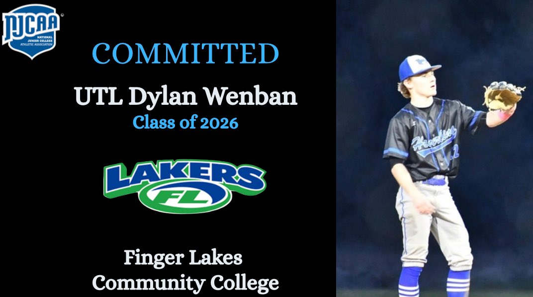 Congrats to UTL Dylan Wenban (<a href="/dylanwenban22/">Dylan Wenban</a> ) for committing to <a href="/FLCCBaseball/">FLCC Lakers Baseball</a>..our 6th player off the board!

Dylan hit .429 this summer with 10 XBH &amp; stole 18/19 bags. FLCC is getting a steal of a player!

<a href="/PrepBaseballNY/">Prep Baseball New York</a>