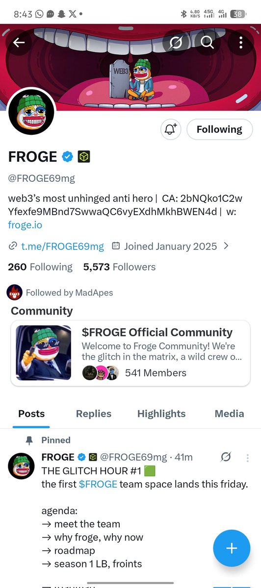 A_blessedone's tweet photo. @FROGE69mg Guyss I saw Froge on Madapes, and I'm loving this already. I had to give a follow. I'm all In Now. 

THE GLITCH HAS STARTED🔥 https://t.co/xd78PGPXYa