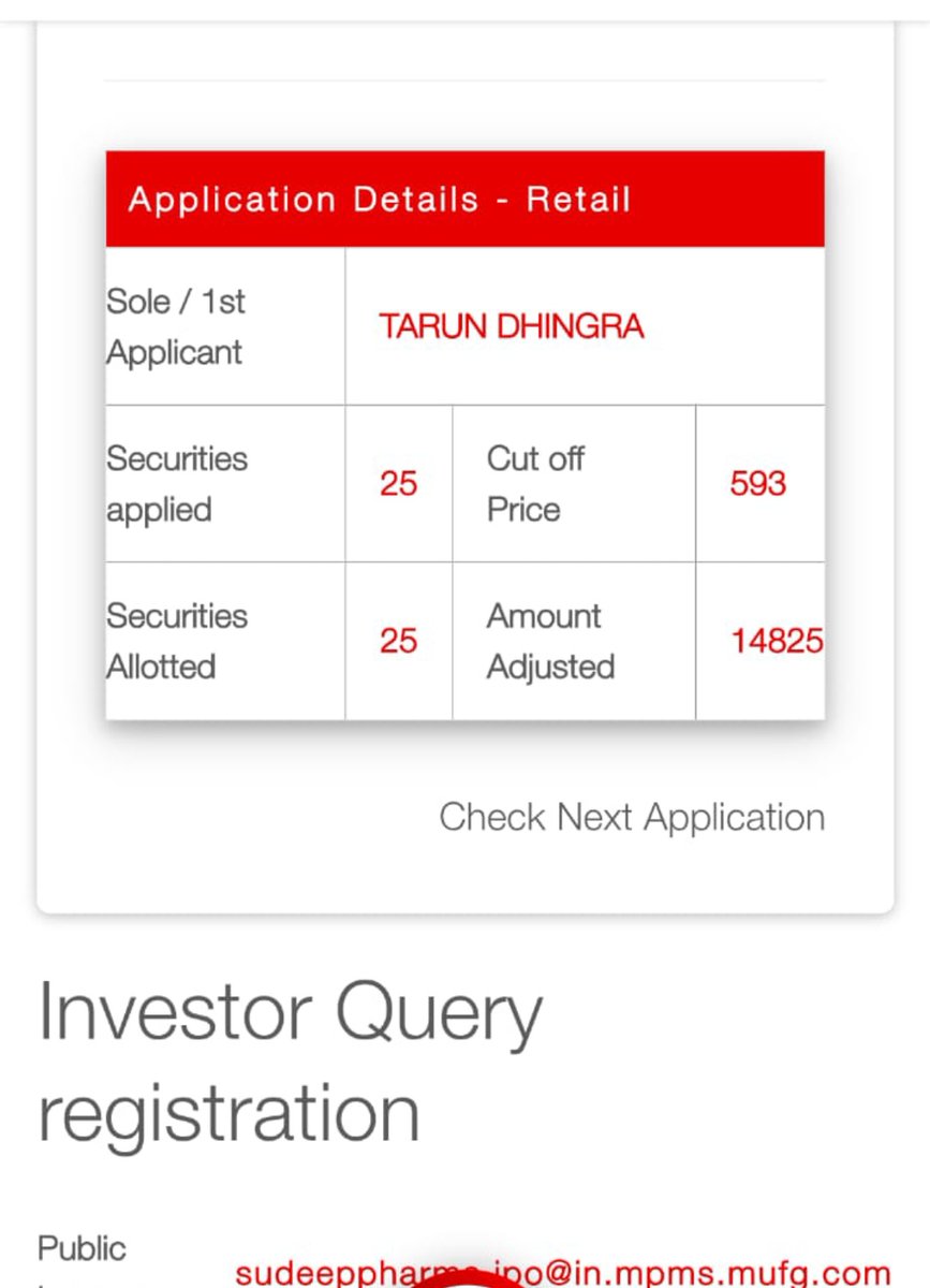 DhingraTaru's tweet image. Sudeep Pharma Ka IPO mil gya hai.. 

Dekho kitna gain milta hai... 

#sudeeppharmaipo #sudeeppharma #IPO #listinggain #sharemarket #stocks