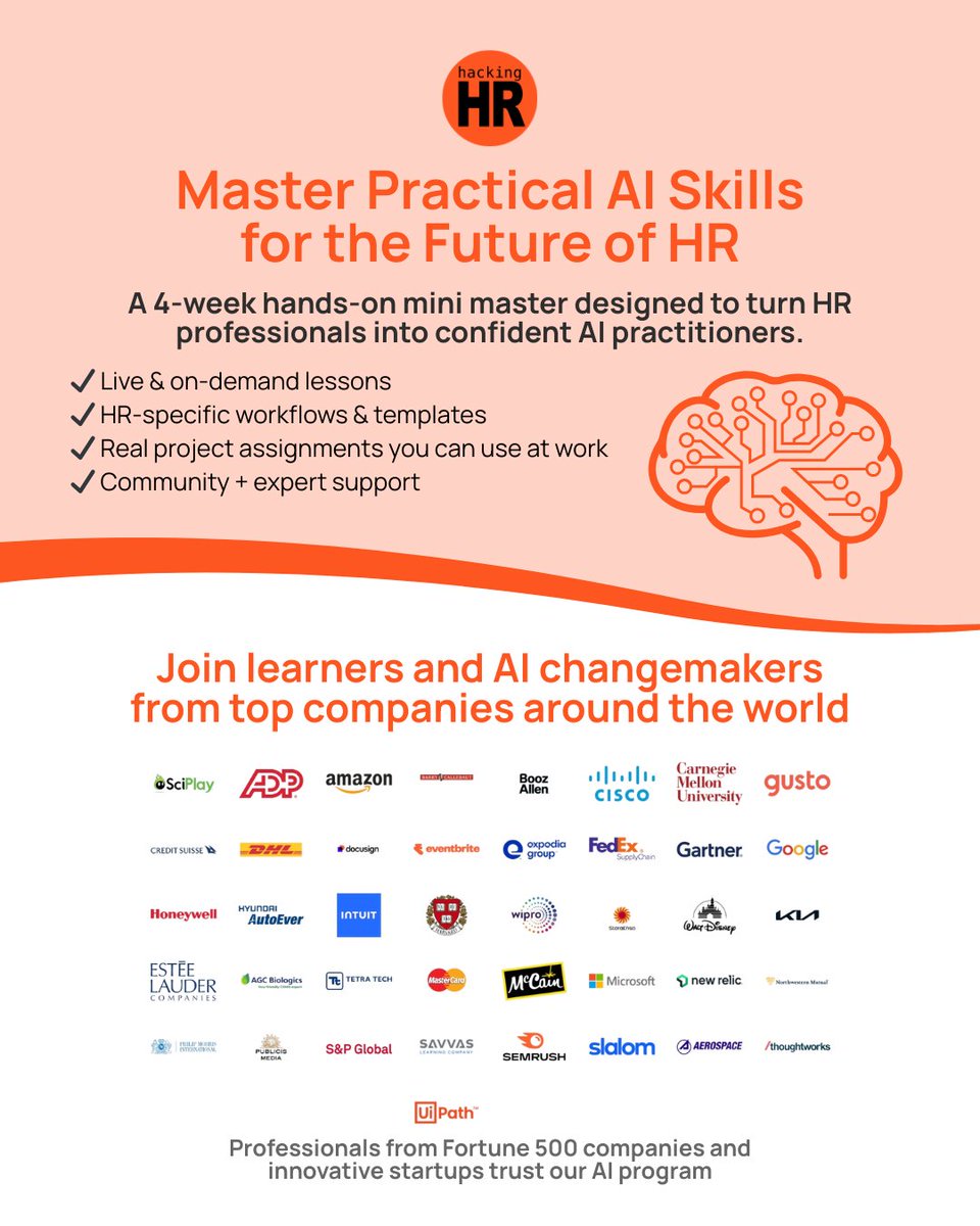hacking_hr's tweet image. AI is reshaping HR faster than ever, and the professionals who understand how to apply it will lead the field&apos;s future.

Our Mini Master in Practical Applications of AI is a 4-week, hands-on program designed to help HR professionals build fundamental, job-ready AI skills.

You’ll…