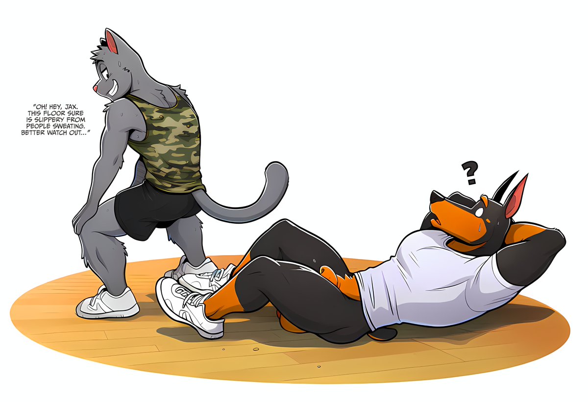 menefee1857's tweet photo. Ash &amp; Jax: No Pain. No Gain. (Part 2) #ballbustingmm #comic #cartoon #furryartist https://t.co/plK8YDHBly