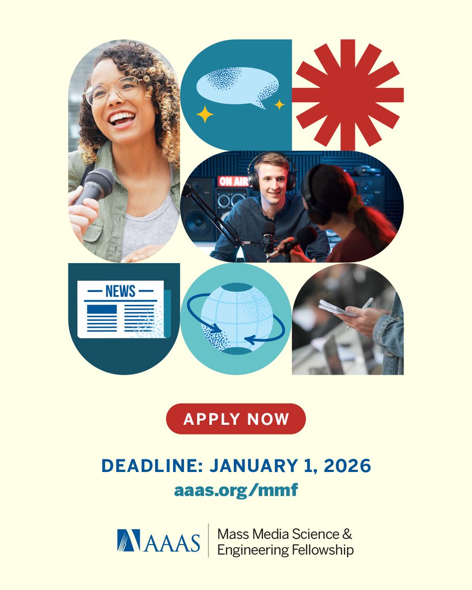 aaas's tweet image. Are you ready to try something new and work in #SciComm? Apply now to be a part of the next cohort of AAAS #MassMediaFellows! Spend the summer using your STEMM background as a journalist writing the news. English and Spanish language placements available. bit.ly/3KugH6D