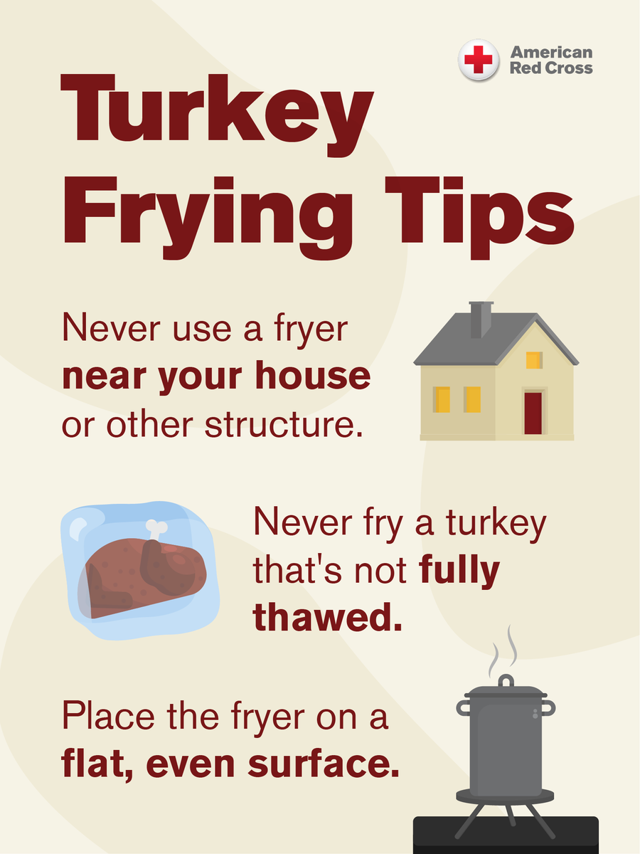 RedCross's tweet image. If you're frying a turkey this Thanksgiving, follow these tips and avoid both ruining your main course and starting a home fire this year. #HappyThanksgiving