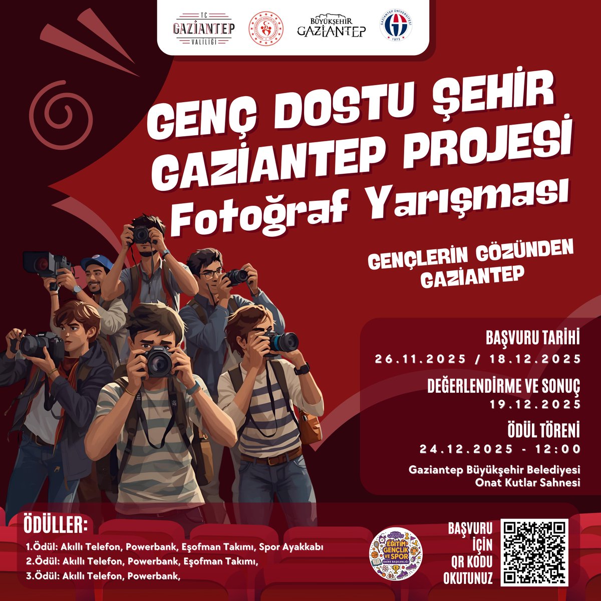 📸 Gözünü Gaziantep’e Çevir, Ödülleri Kap! 🤩

Gaziantep’in tarihi, doğası, kültürü ya da o eşsiz sosyal yaşamı… Senin kadrajından Gaziantep nasıl görünüyor? 🤔

18-25 yaş arasındaysan, Gaziantep’te öğrenciysen ya da burada yaşıyorsan bu yarışma tam sana göre! "Gençlerin