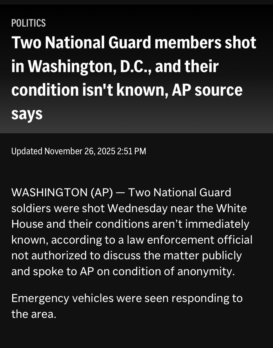 voteheaux's tweet image. I hate that this administration has made me cynical enough to wonder if this is a plot to call martial law or ANOTHER distraction from the Epstein files.

The National Guard shouldn’t even be deployed in DC in the FIRST PLACE. Whatever happens to them is on 🍊👹&amp;amp; the GOPs hands.