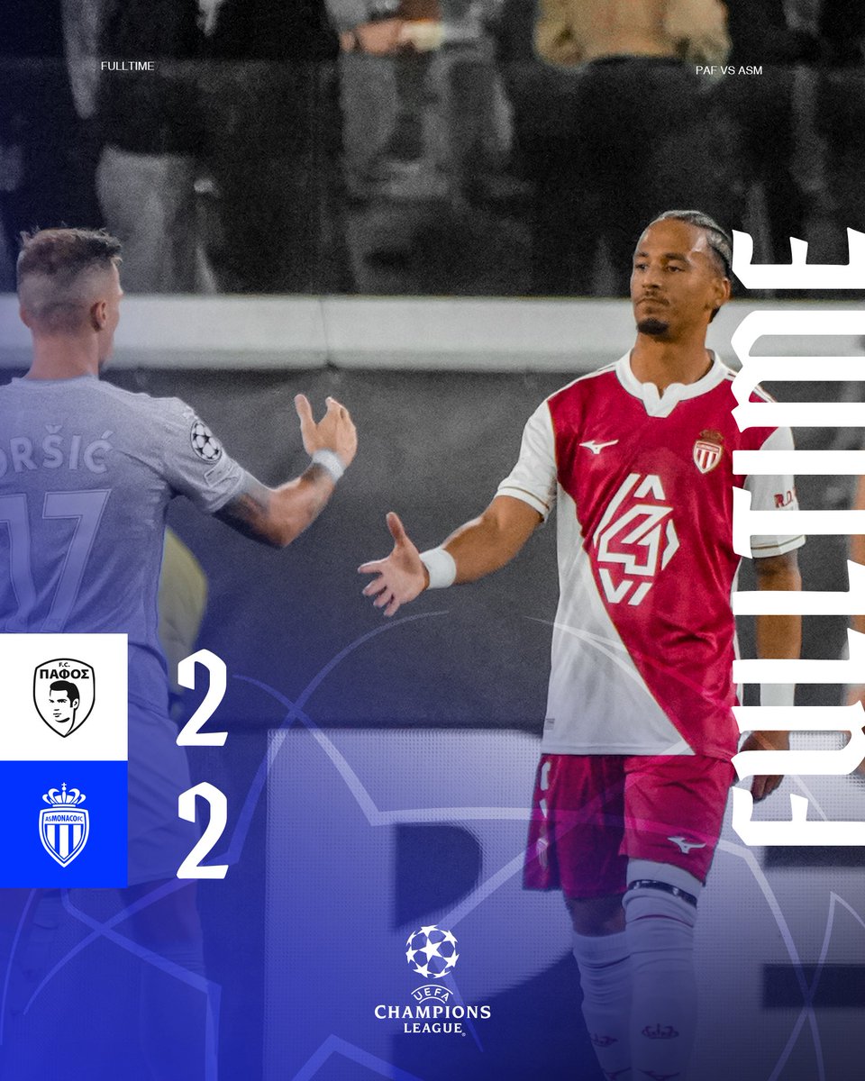 AS_Monaco's tweet image. Les Monégasques accrochés face à Pafos.

2️⃣-2️⃣ #PAFASM