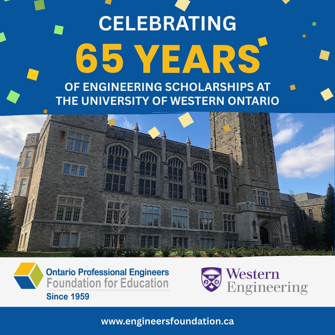 The Foundation is proud to have supported @westernueng with scholarships for over 65 years! Together, we're fueling the next generation of engineering leaders.

Discover all the incredible schools we support across Ontario and consider donating here: lnkd.in/gVyTMPEk