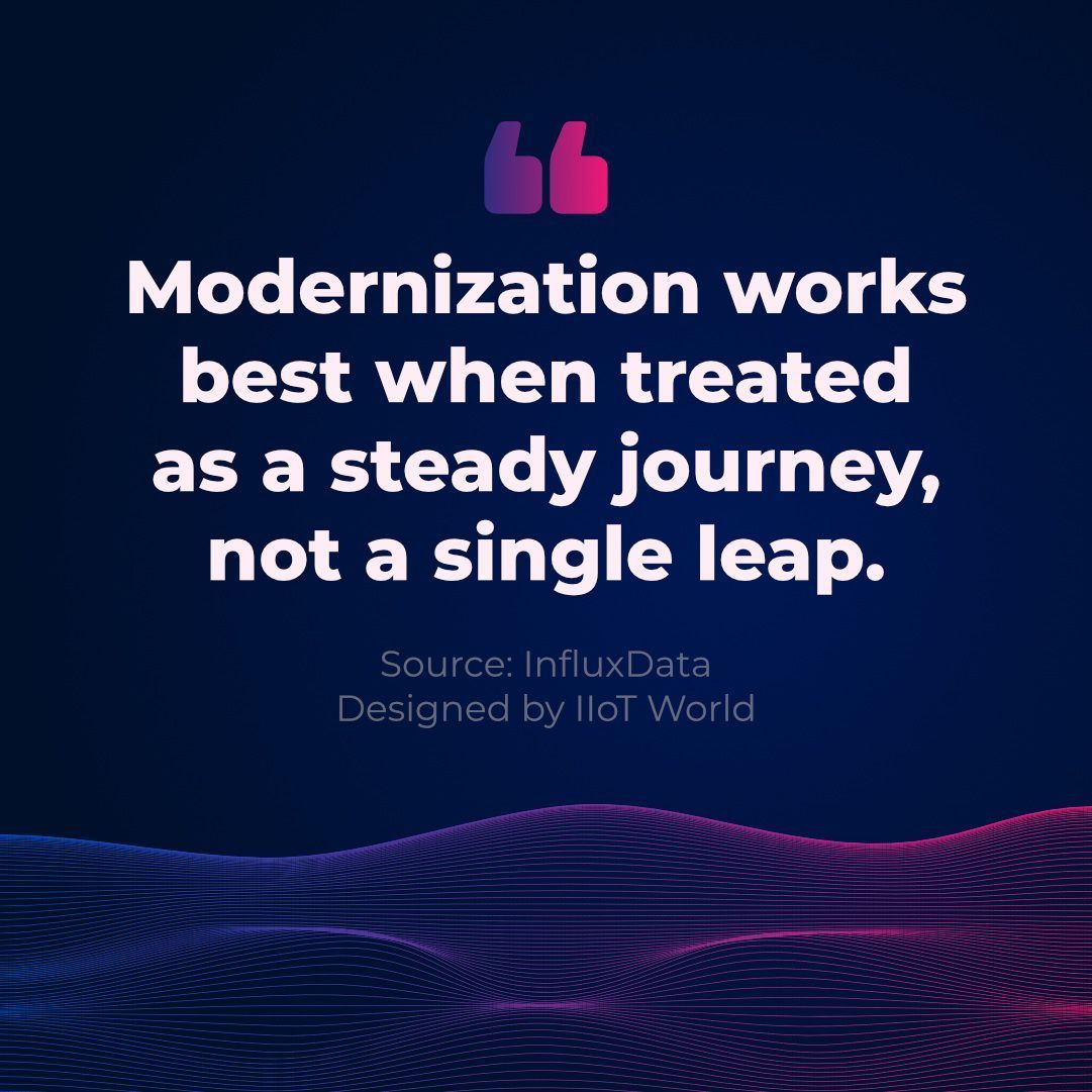 CRudinschi's tweet image. Modernization doesn’t need a big-bang reboot — just smart steps forward.

Join @InfluxDB at AWS re:Invent 2025, Booth 151.
Start your journey with the right foundation. buff.ly/SXpGv1Z 

#sponsored #influxdata_iiot #InfluxDB #reinvent #Industry40 @FogorosAndrei @Lago72