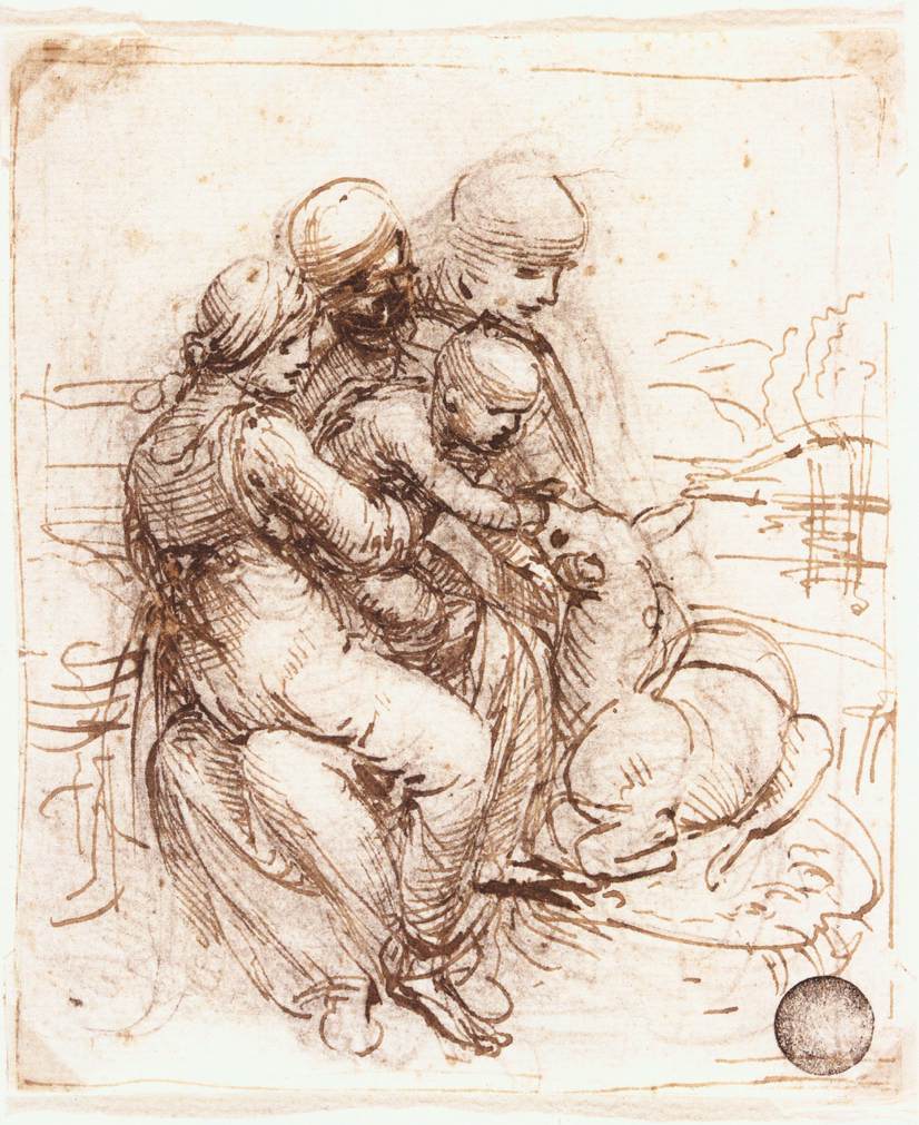 ArtistDaVinci's tweet image. Study of St. Anne, Mary, the Christ Child and the young St. John #artbots #davinci