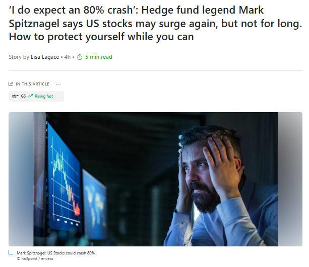 🔵BARCHART: "Mark Spitznagel avverte: il mercato azionario a rischio di crollo dell'80%"