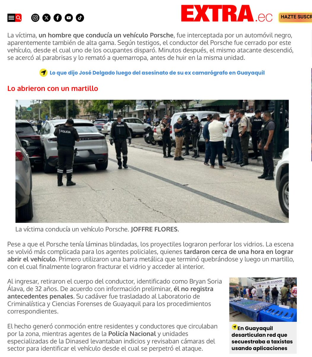 FullDemocracia's tweet image. Sobre el Sicariato en Entre Rios:
A Bryan Soria Alava lo asesinaron con 20 tiros, tenía solamente 32 años y conducía un Porsche comprado en Auto Álvarez S.A. ALVASA

Los run run preliminares establecen que era supuesto testaferro y operador de Jordan y Serrano.…