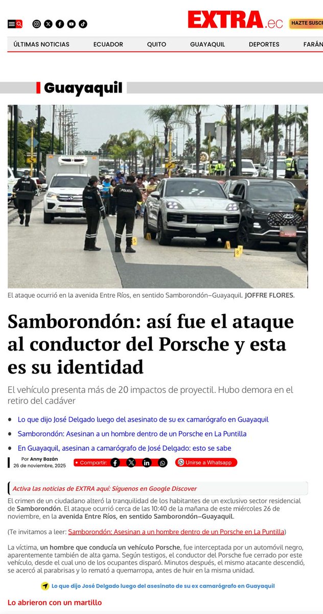 FullDemocracia's tweet image. Sobre el Sicariato en Entre Rios:
A Bryan Soria Alava lo asesinaron con 20 tiros, tenía solamente 32 años y conducía un Porsche comprado en Auto Álvarez S.A. ALVASA

Los run run preliminares establecen que era supuesto testaferro y operador de Jordan y Serrano.…