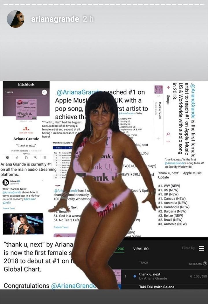 acervoarii's tweet image. o ano era 2018 e a ariana grande tava postando a gretchen nos stories
