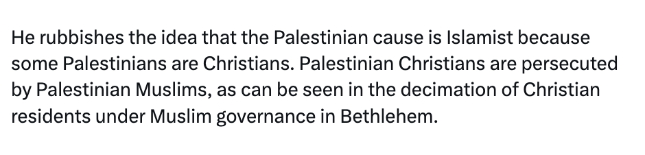 owenjonesjourno's tweet image. In her latest vile rant, @MelanieLatest claims Palestinian Christians are persecuted by Palestinian Muslims.

You are ignorant as you are hateful.

I was in the West Bank in September on a tour organised by the Palestinian Christian organisation @SabeelKairos.

That included…