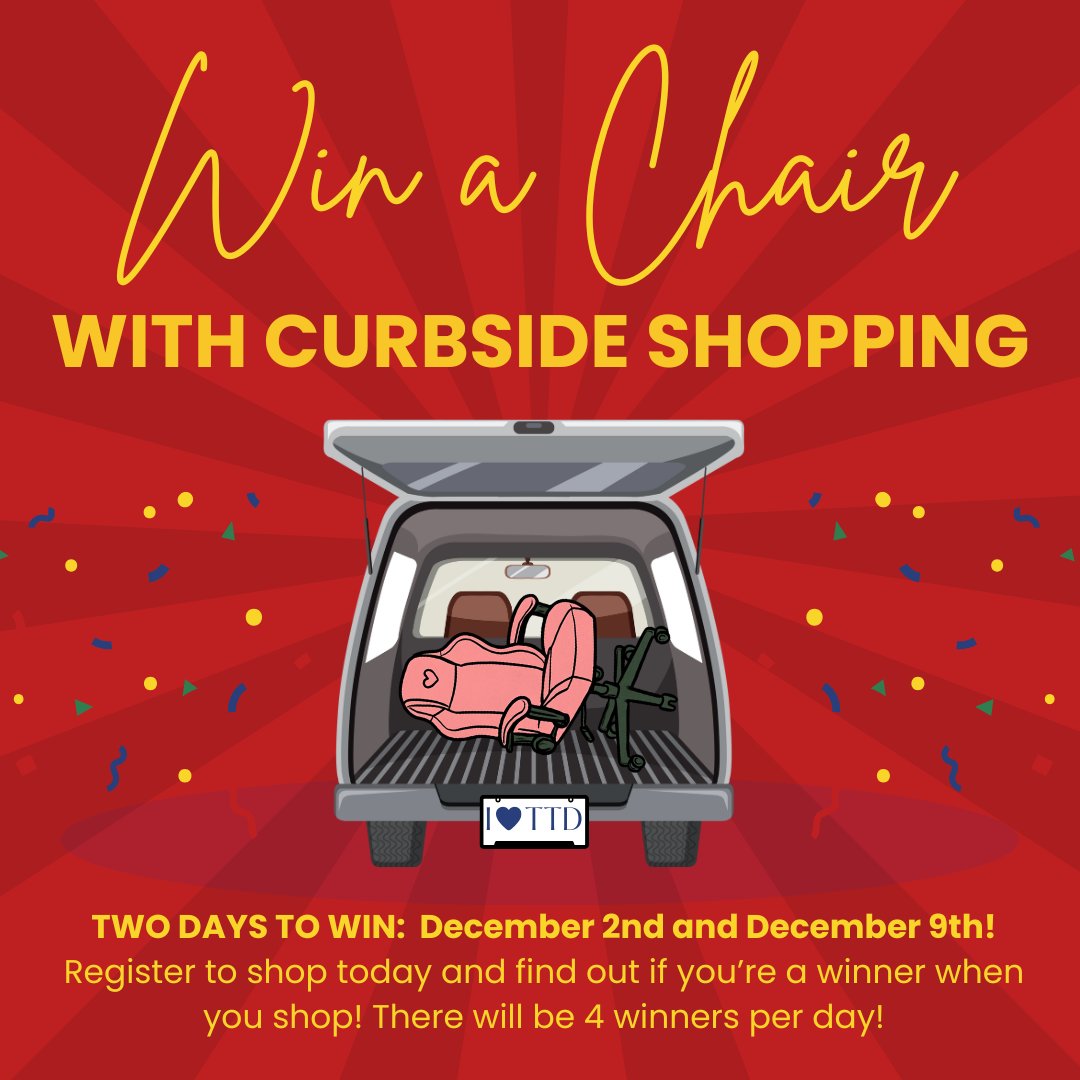 The last two Curbside Tuesdays of 2025 are approaching fast! Shop on December 2 or December 9 for your chance to win a swivel chair—four lucky teachers win each day. Every teacher takes home $1000 in school supplies plus a bonus 100 pencils or pens. Register today!