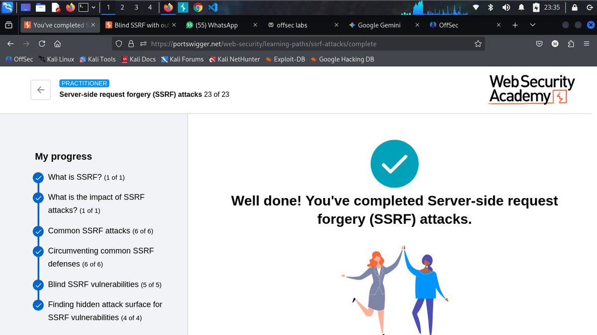 DarkshadeMalaga's tweet image. #Day4ofLearningCyberSecurity
Today I completed the SSRF module and began the authentication module 
Web security has been a joy with @PortSwigger making it easy 
@commando_skiipz
@h4ruk7 @_0b1d1 
@cybergirl_io
#CyberSecurity #WebSecurity #BugBounty #InfoSec #Hacking