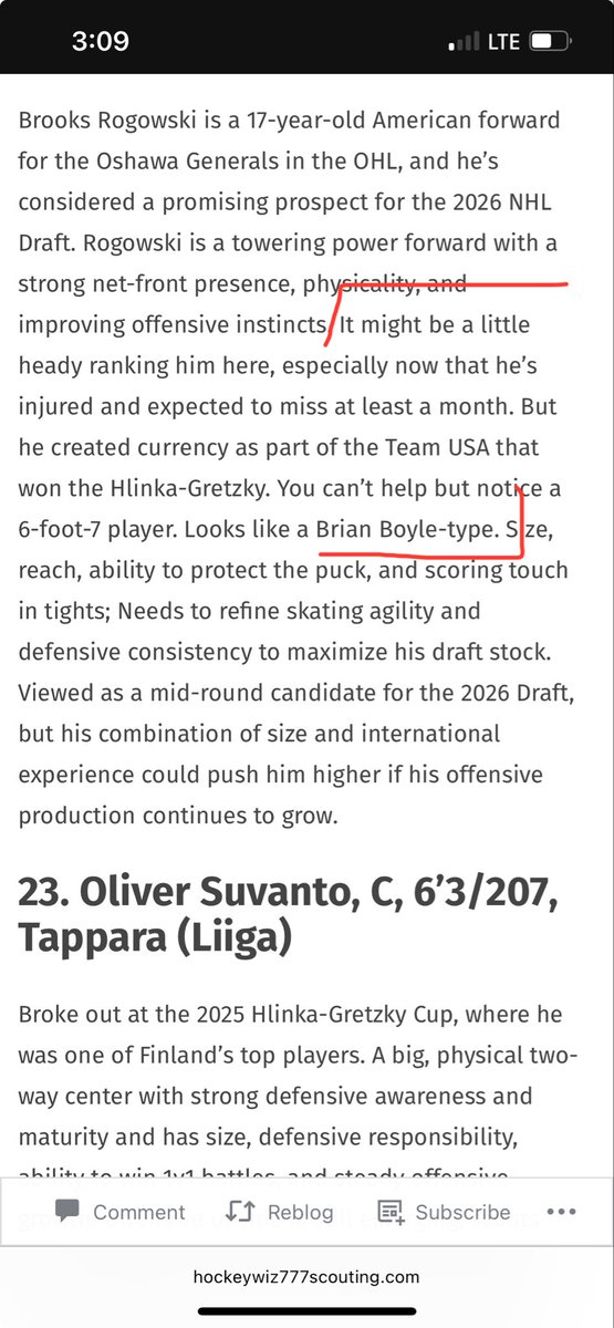 SimGrindcore's tweet image. I hate to be &quot;that guy&quot; but I have to point this out:

Both #2026NHLdraft rankings from @Sportsnet’s Sam Cosentino and @Hockeywiz777 are way too similar. 

It’s a case of plagiarism or AI is involved in those writings, which is becoming a plague in media. 

Look for yourself!