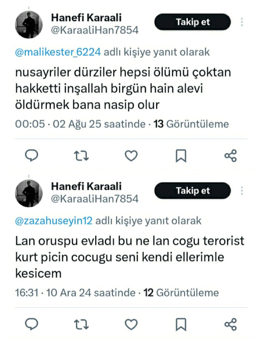 hazretikerem23_'s tweet image. BU BİR İFŞA FLOODUDUR.

İsmi Hanefi Karaali.

- Alevileri ve Kürtleri öldürmek istediğini söyleyip İŞİD/El Kaideye destek veriyor ! 
- Atatürkcü kadınlara ahlaksız twit atıyor

Instagram : hanefi_karaali
Twitter : eebul_feth

Şahıs uyarı sonrası profilini degistirdi