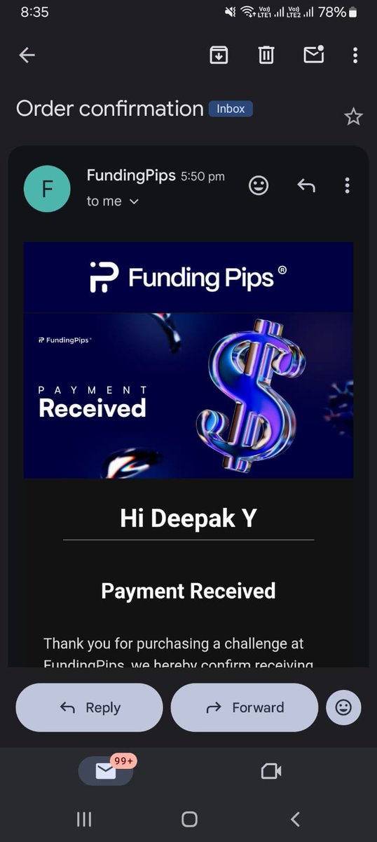 TheDeepTrades's tweet photo. It’s a good day! 🚀
-Bought the challenge at 5:50 PM.
-First trade executed at 5:56 PM.
 -Phase 1 passed by 7:20 PM. ✅
Now I just have to complete the minimum trading days.
Thank you, @fundingpips , for the Black Friday discount! 🙌🖤 https://t.co/eE7EGBbrN4