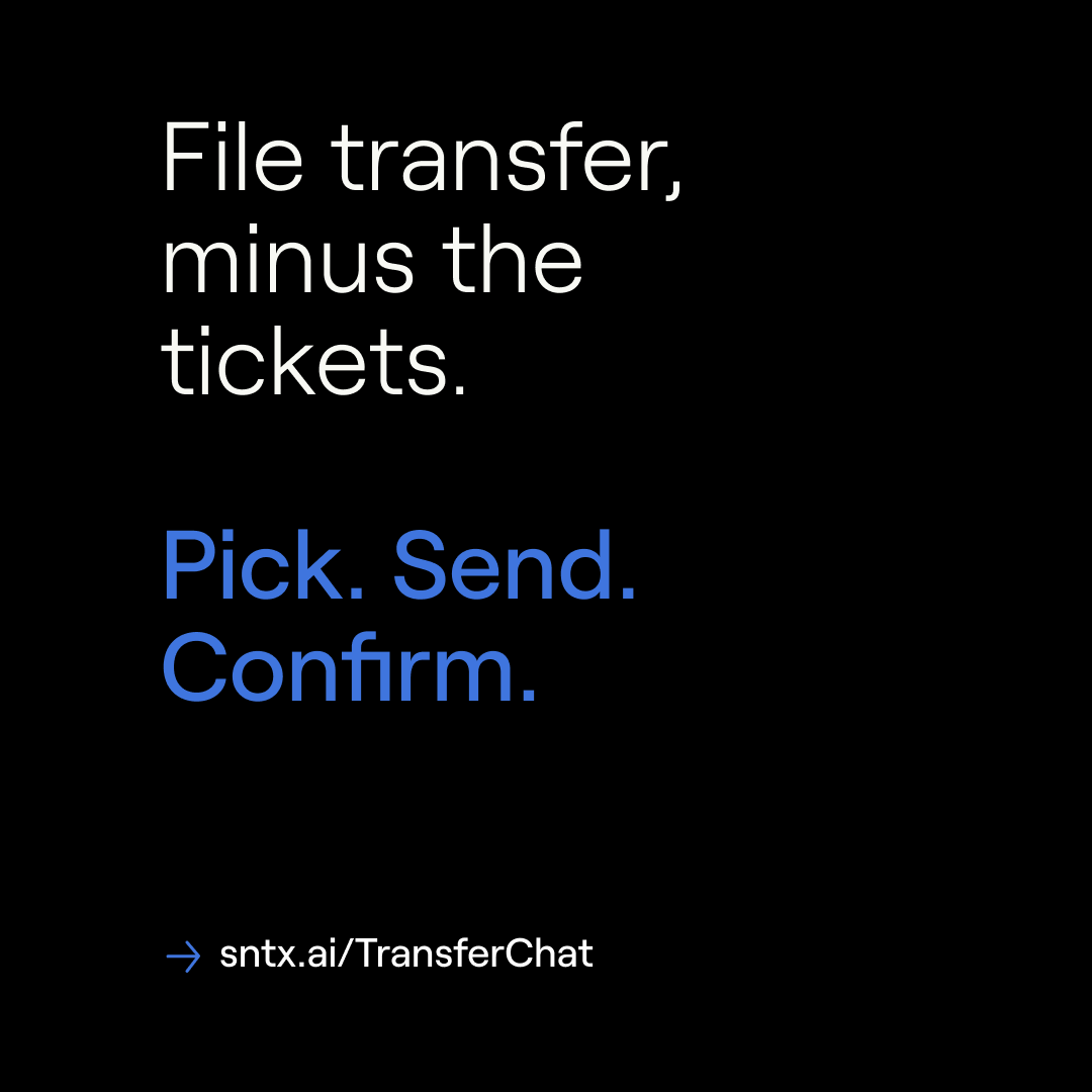 Syntaxia_'s tweet image. You could spend hours wiring scripts and credentials yourself, or use TransferChat and have it running in under a minute.

Move the file. Keep the proof. Stay in flow.
→ sntx.ai/transferchat