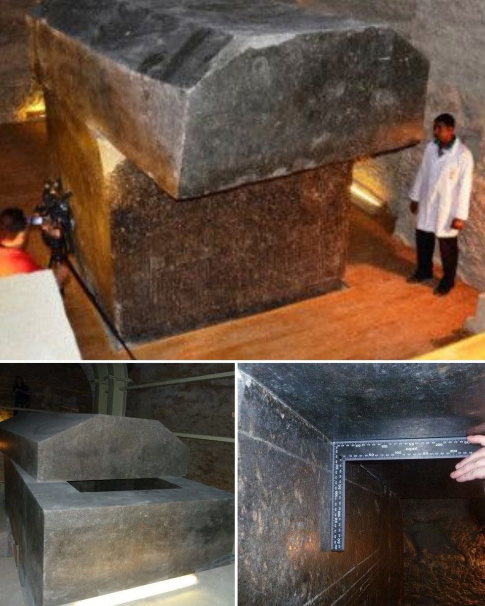 Deep beneath the sands of Saqqara, in the labyrinthine tunnels of the Serapeum, lie twenty-four colossal black granite boxes. Each one is carved from a single block of stone weighing up to 100 tons, lid included (70 tons of solid granite just for the cover).But it’s not the size