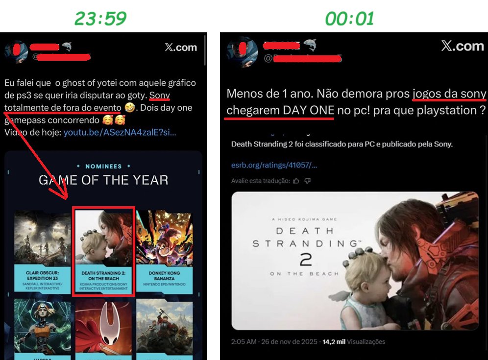 Passou na minha timeline e decidi censurar porque esse perfil me pediu pra encerrar qualquer treta, mas a essa crítica eu não resisto em não fazer:

Não é errado passar a "gostar" de outra plataforma, o problema é deixar o personagem falar mais alto e as contradições surgirem.