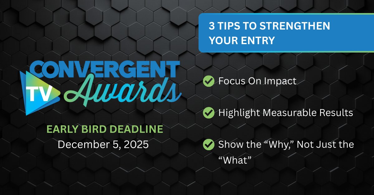 3 ways to make your Convergent TV Awards entry shine: 

✔️ Show cross-screen impact 
✔️ Include the metrics that matter 
✔️ Explain the strategy behind the work 

Early-bird pricing ends Dec 5. 👉 chiefmarketer.com/event/converge…