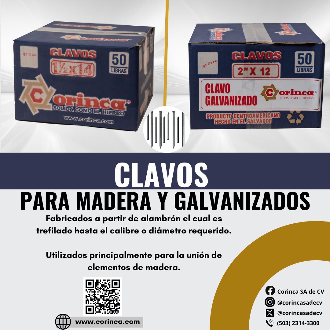corincasadecv's tweet photo. En CORINCA encontraras Clavos para madera y Clavos Galvanizados.
El clavo es un elemento de sujeción que se utiliza principalmente para la unión de elementos de madera entre sí.

#Corinca #calidad #clavos
#solidacomoelhierro https://t.co/bsH6gq0aN5